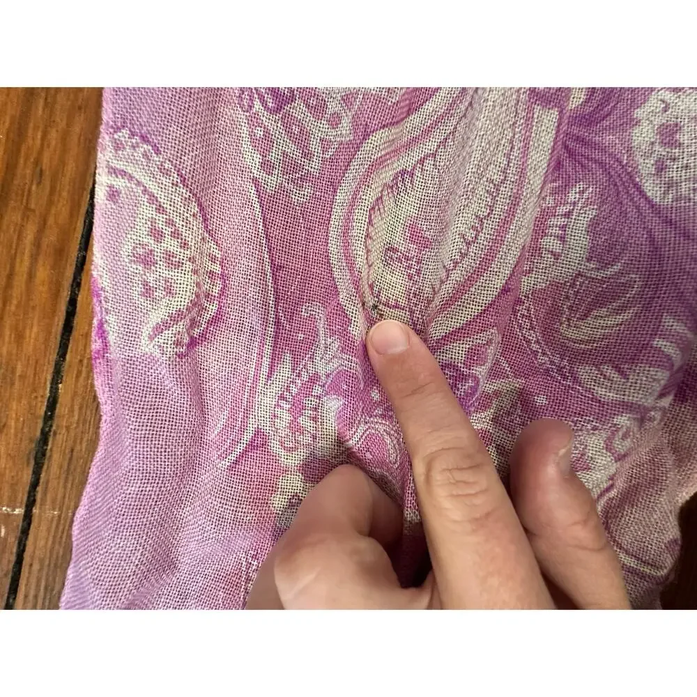 Unbranded Vintage Pink Paisley 100% Wool Sheer Western Scarf Wrap